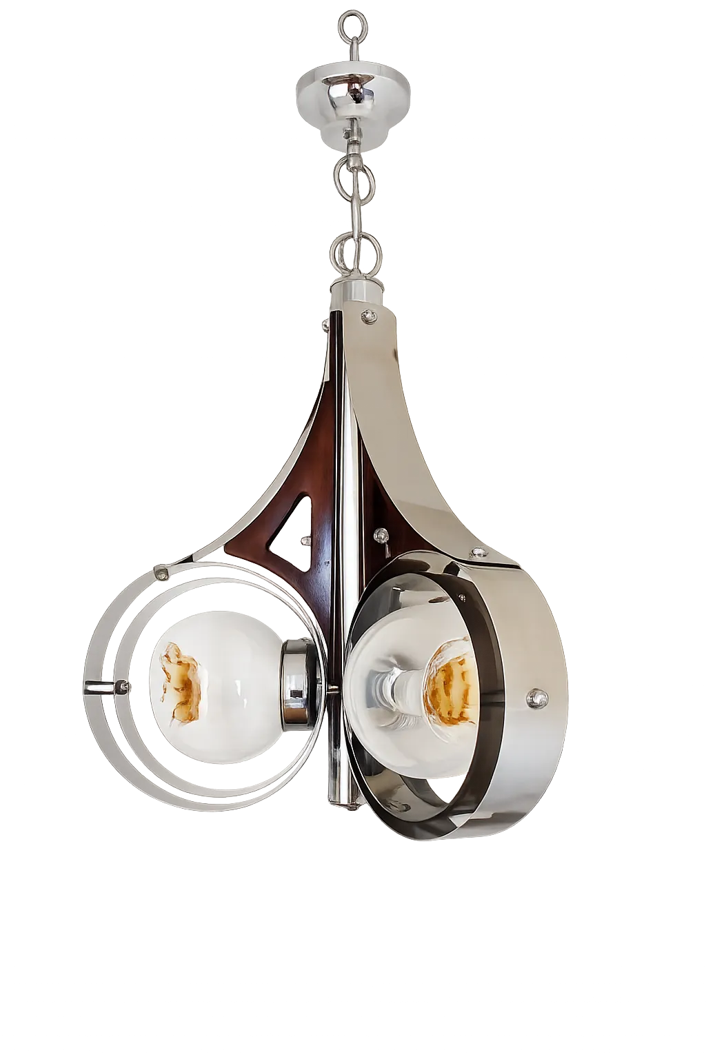 Mazzega Murano Pendant Lamp, Italy, 1970s – Chrome And Art Glass