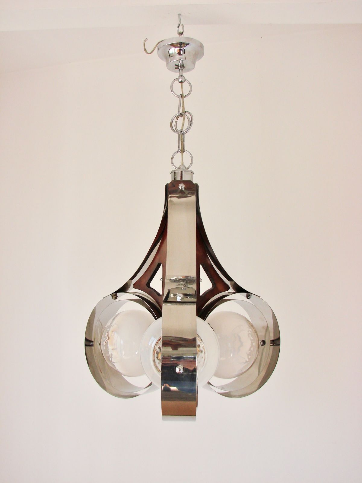 Mazzega Murano Pendant Lamp, Italy, 1970s – Chrome And Art Glass photo 648.96