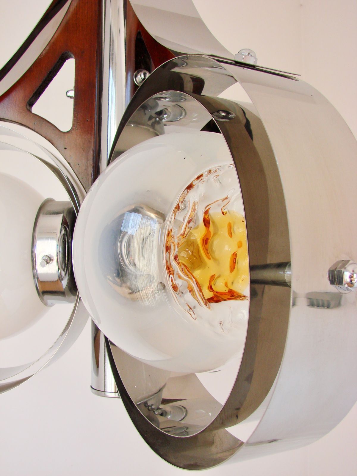 648.96 Mazzega Murano Pendant Lamp, Italy, 1970s – Chrome And Art Glass photo