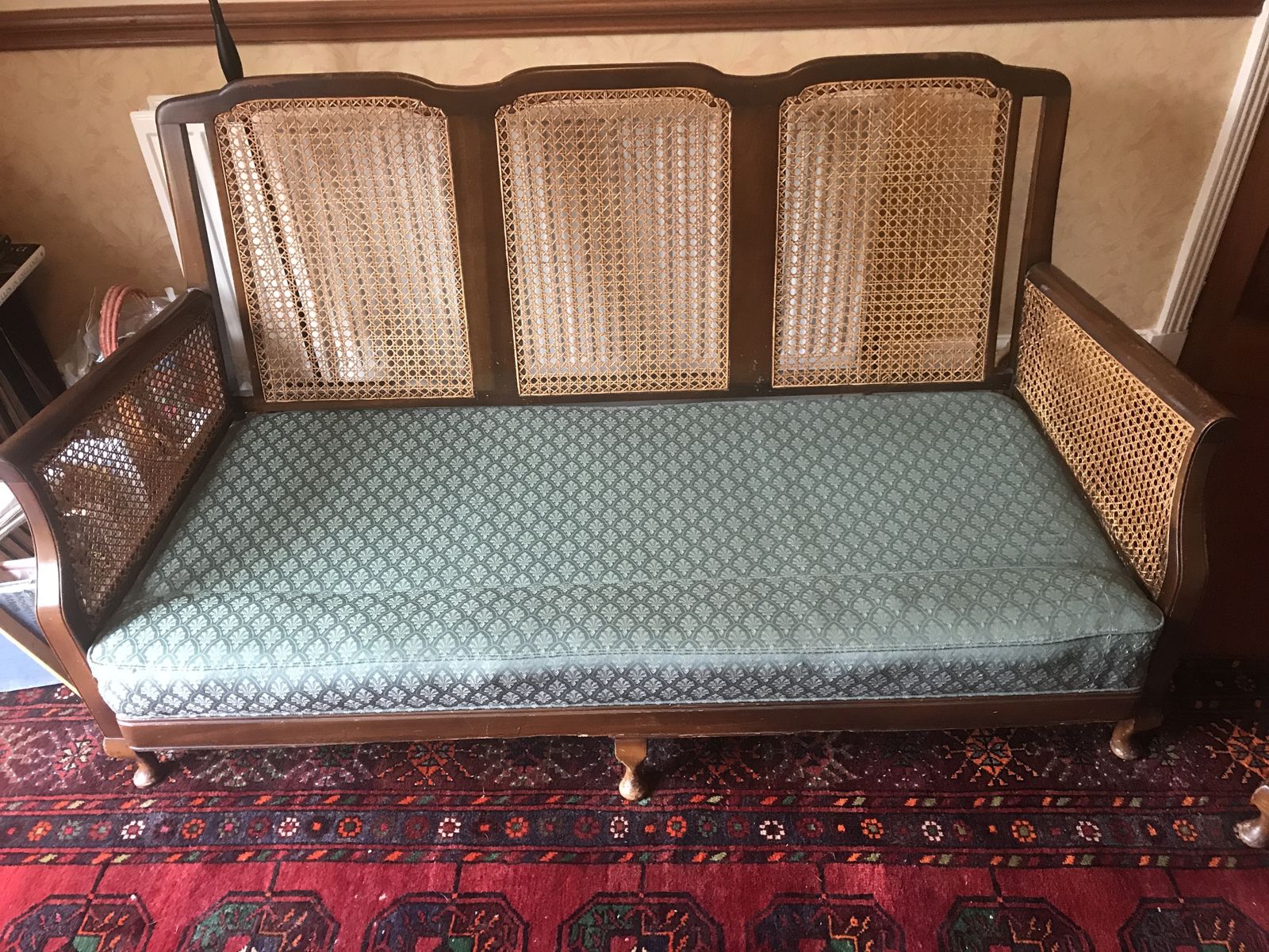 Bergere Sofa And Two Arm Chairs In Need Of Some Restoration. photo furniture
