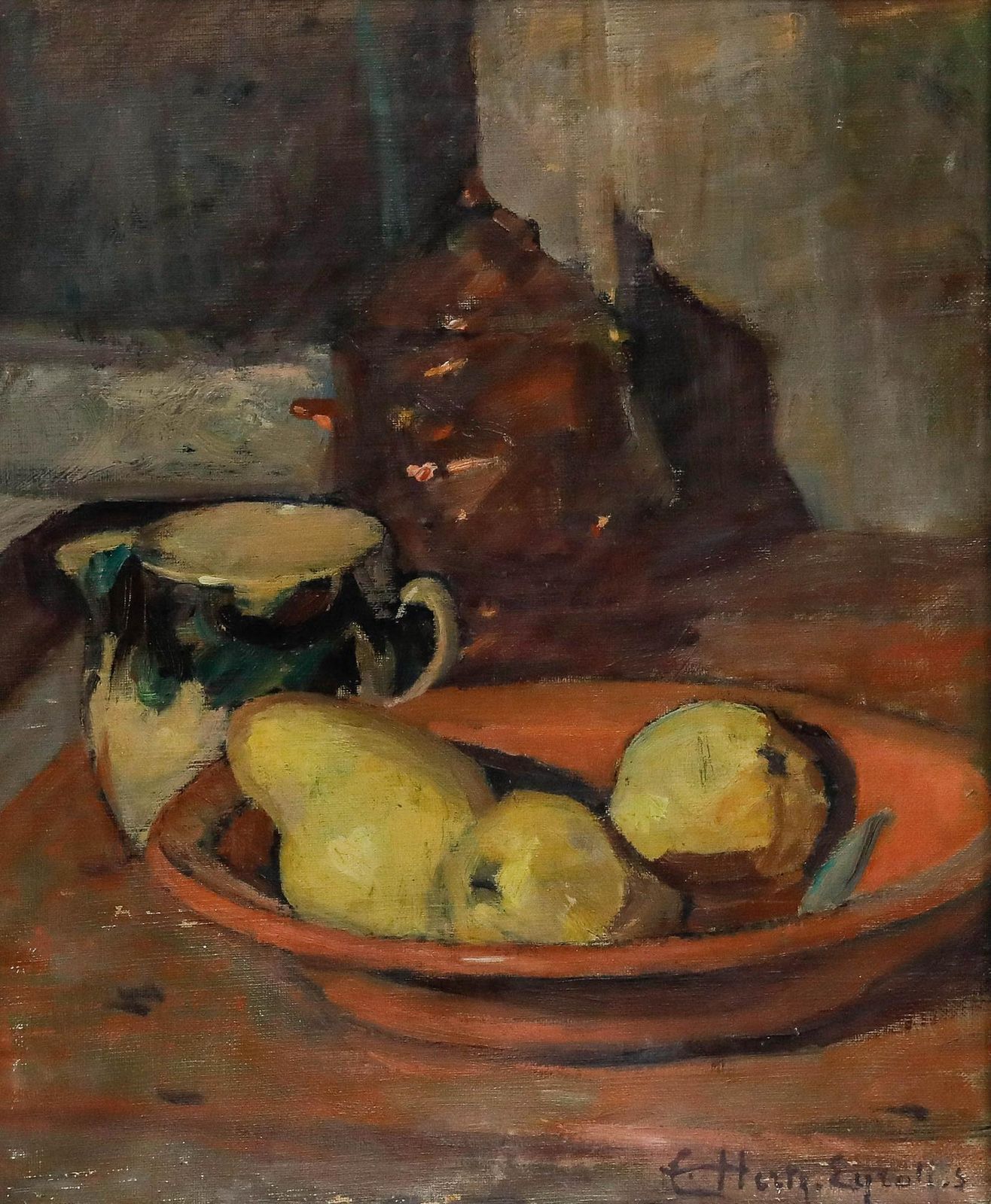 Cecile Hertz Eyrolles (1875 1974)   Framed Oil, A Bowl Of Quinces photo furniture