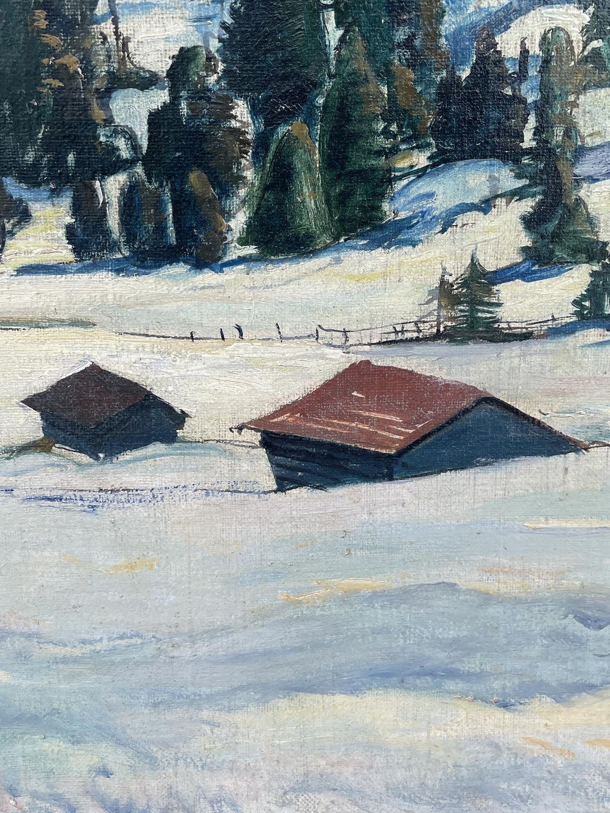 Snowy Alpine Landscape Oil On Canvas   Harald Tillberg photo for sale