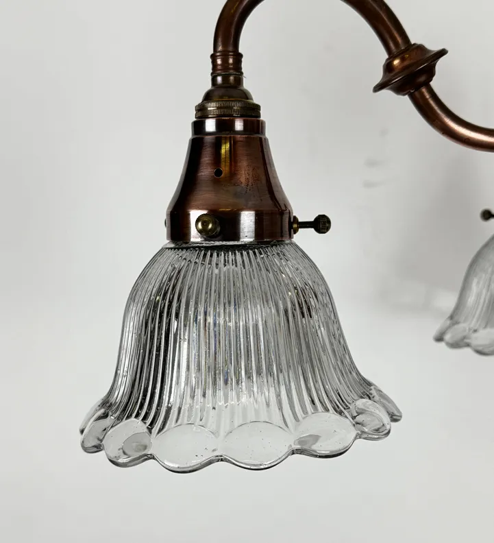 Three Arm Chandelier With Holophane Glass Shades (56220) photo 495.0