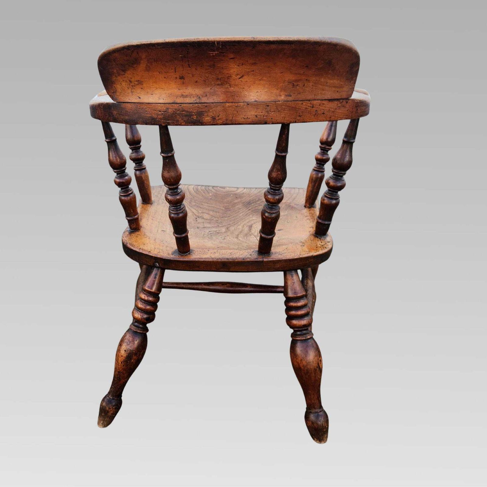 Stunning Antique 19th Century Elm & Beech Smokers Bow Captains Arm Chair photo Furniture