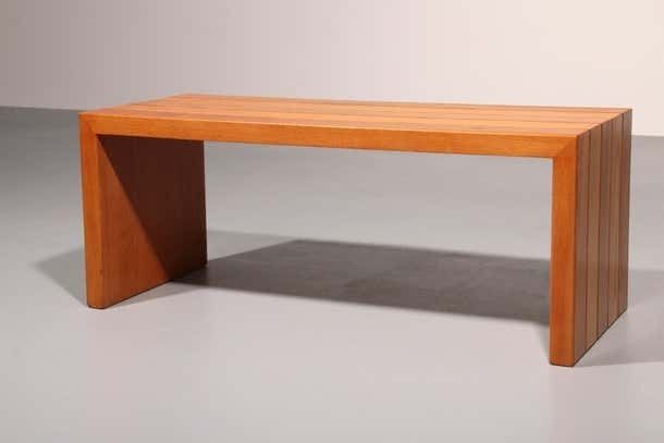 Furniture Elegant Italian Mid Century Beechwood Bench (1960s) photo