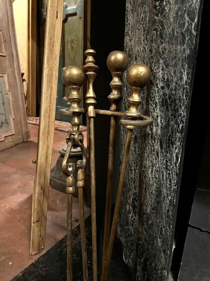 Set Of Gilded Bronze Fireplace Tools, Italy photo 764.0