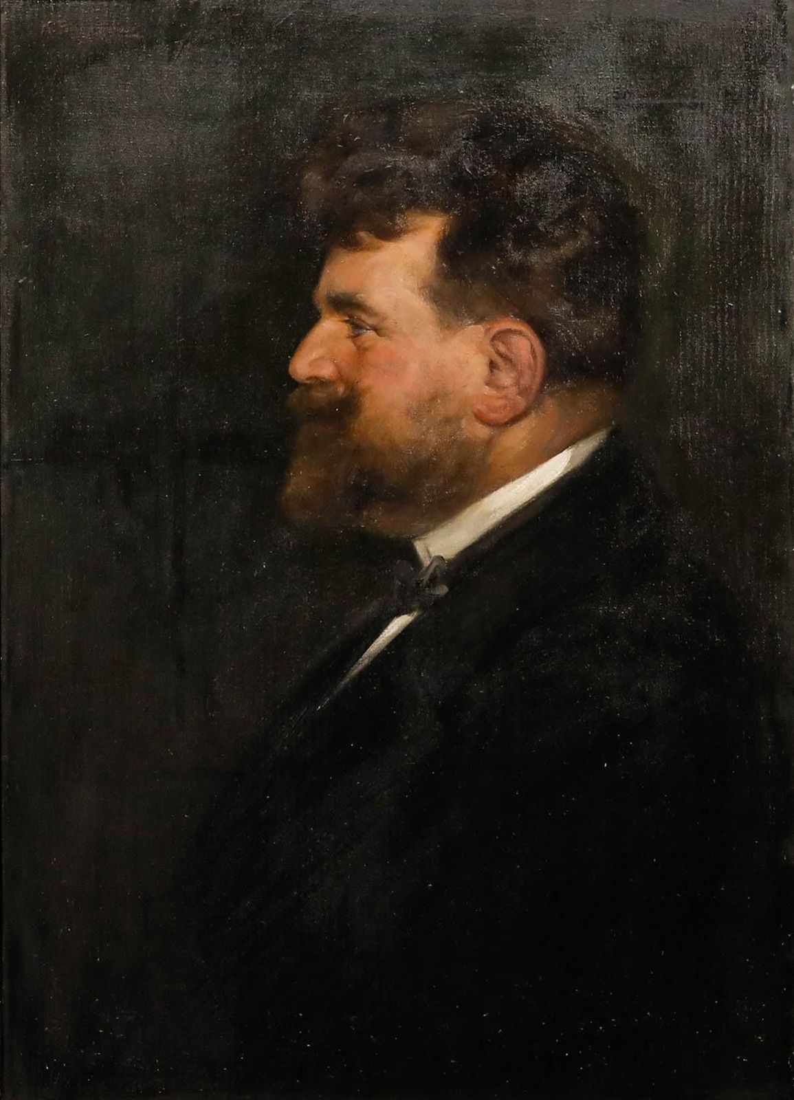 K. Pommerhanz   Framed 1911 Oil, Gentleman In Profile photo furniture