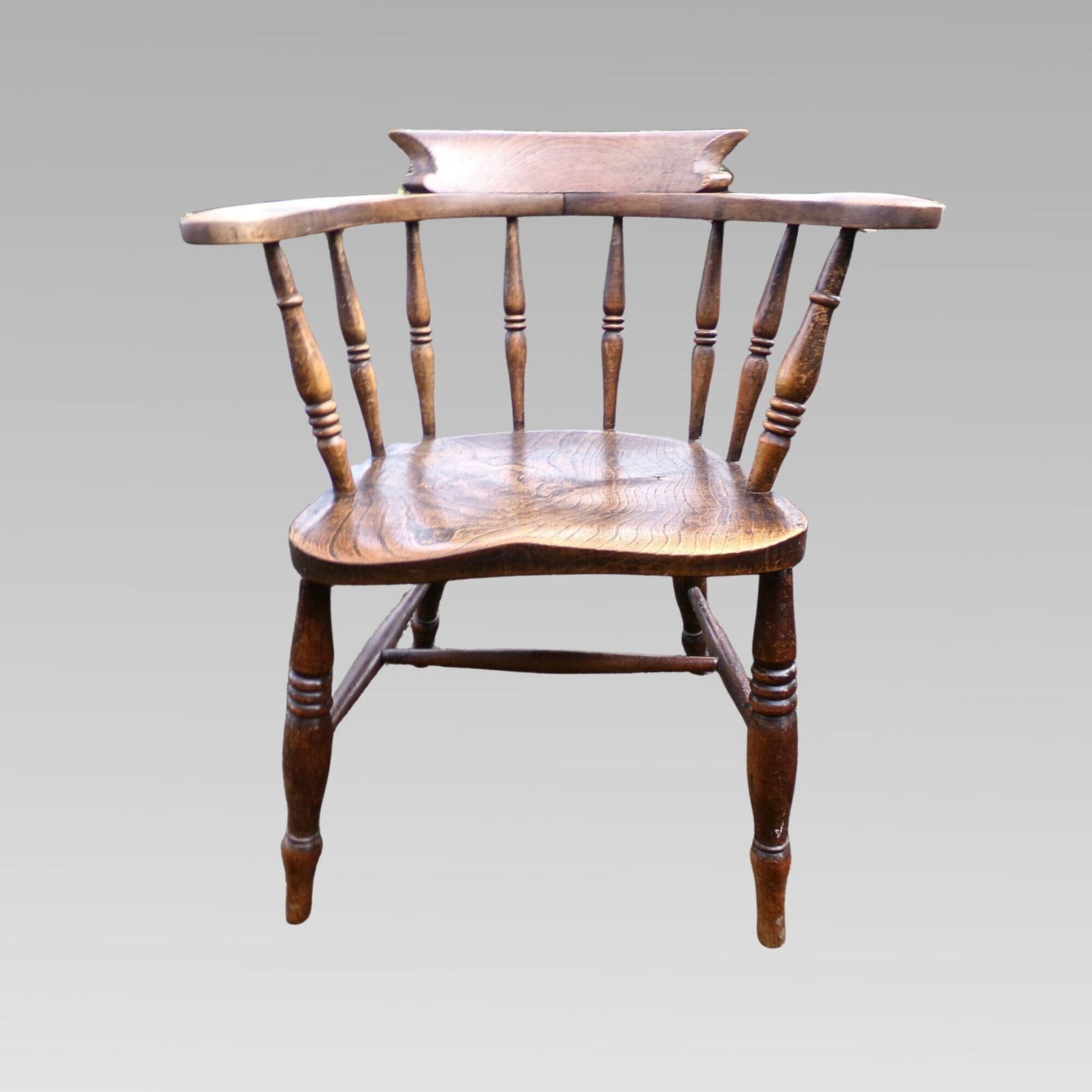 Stunning Antique 19th Century Elm & Beech Smokers Bow Captains Arm Chair photo Furniture