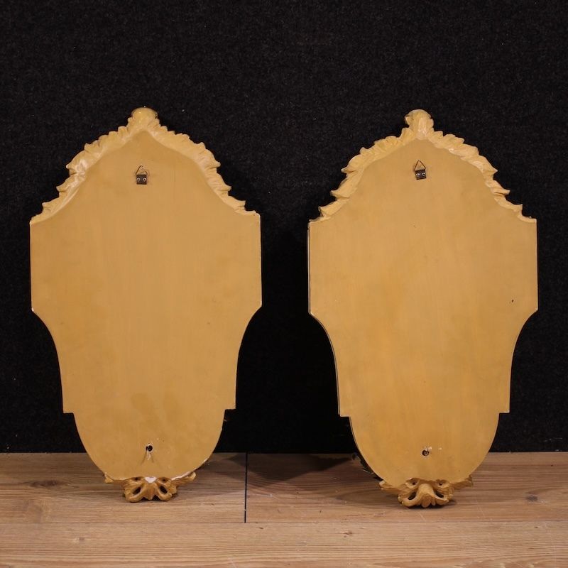 Pair Of Lacquered And Gilded Italian Louis XVI Style Wall Lamps photo vintage