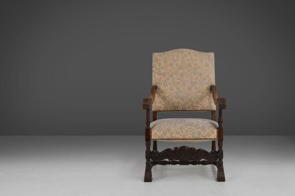 Antique Renaissance Throne Armchair In Carved Oak, France, 1850s photo 939.0