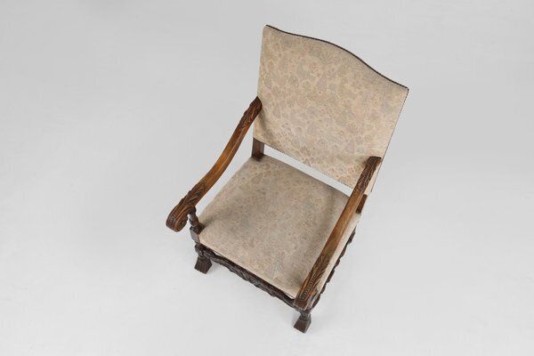 Antique Renaissance Throne Armchair In Carved Oak, France, 1850s photo buy