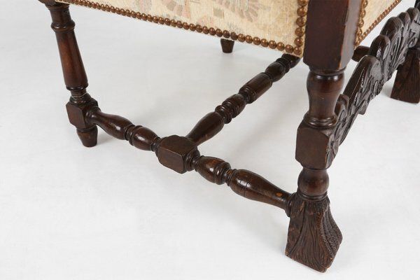 Furniture Antique Renaissance Throne Armchair In Carved Oak, France, 1850s photo