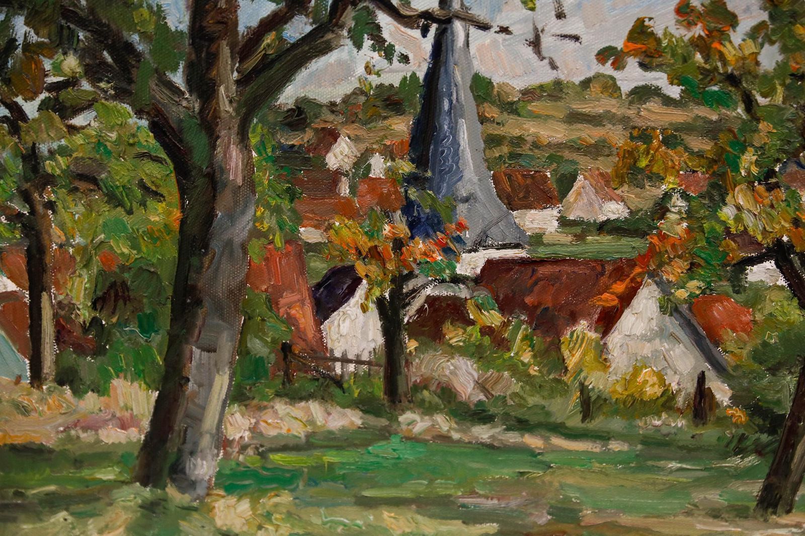 Sepp Vees (1908 1989)   Impressionist Mid 20th Century Oil, View Of Flacht photo vinterior