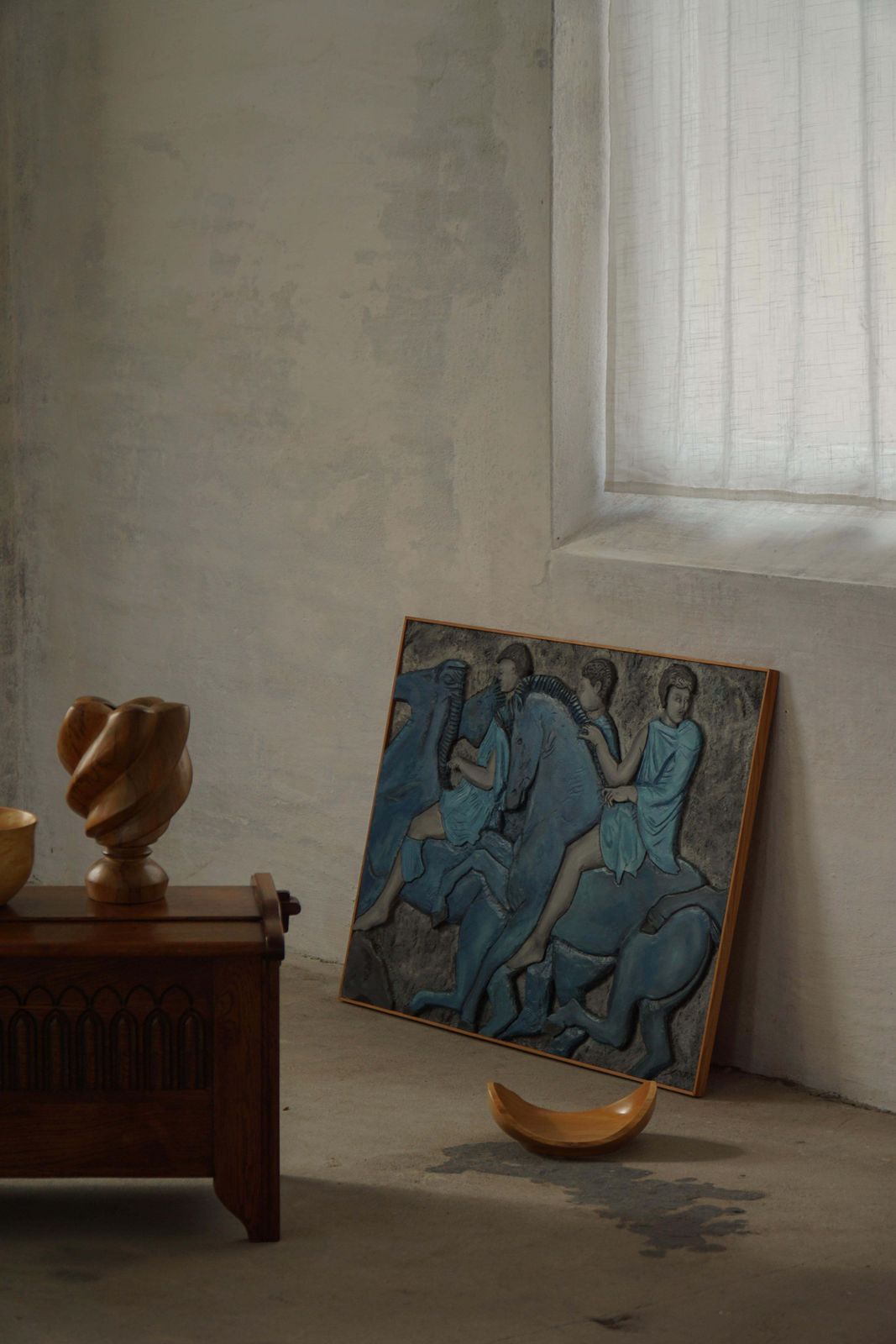 European Mid 20th Century, Modern Wall Relief With Figural Motif photo furniture