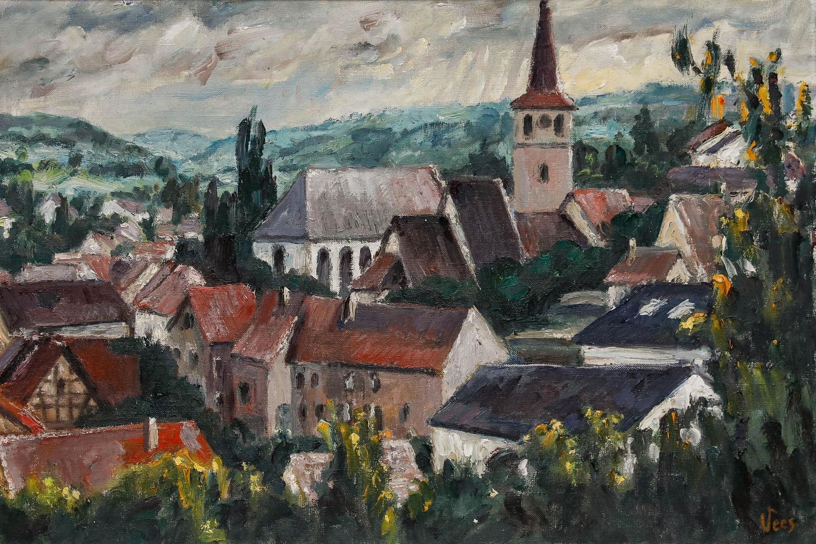 Sepp Vees (1908 1989)   Mid 20th Century Oil, Weissach photo furniture