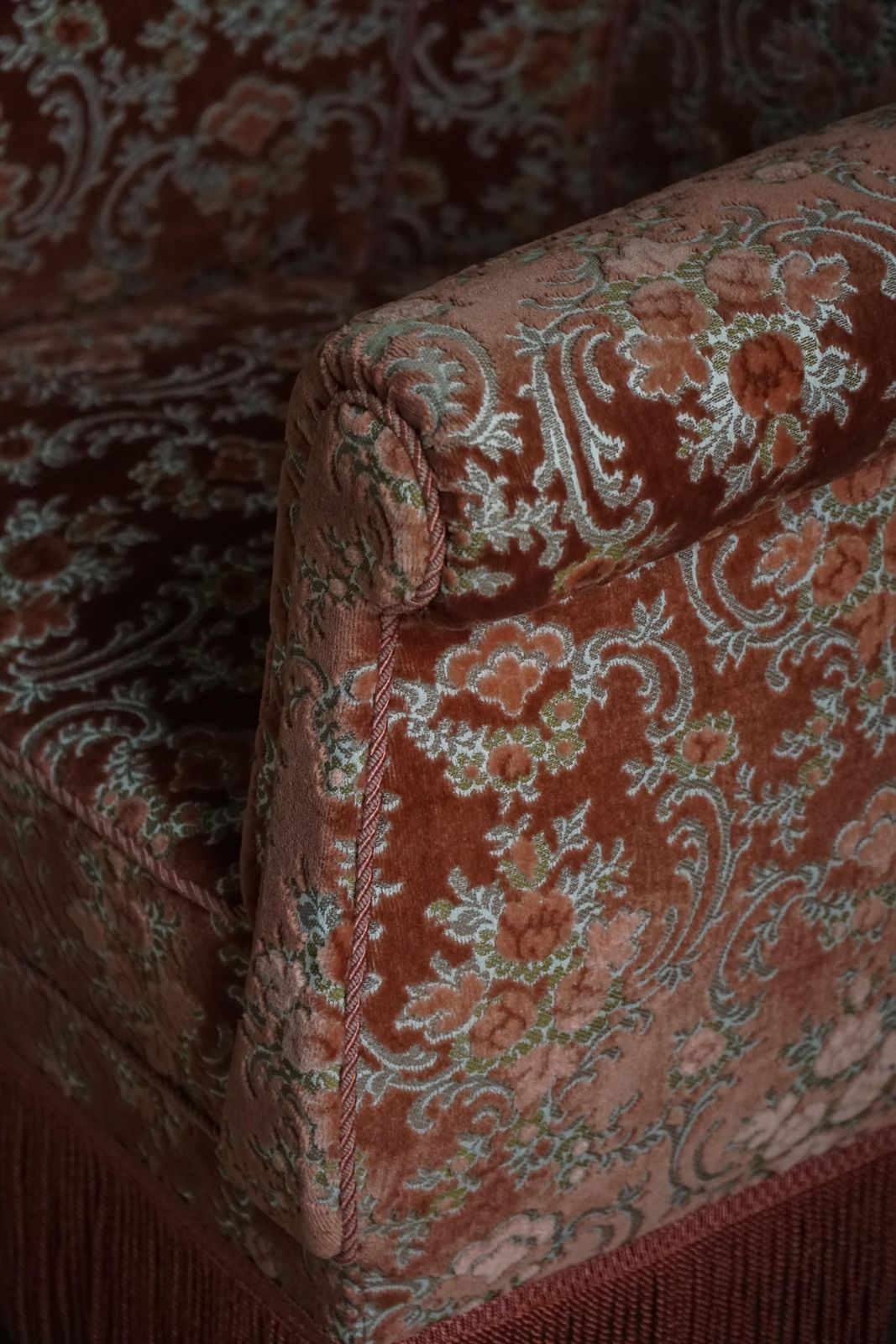 3487.0 Pair Of Danish Modern Vintage Lounge / Club Chairs In Floral Upholstery, 1940s photo
