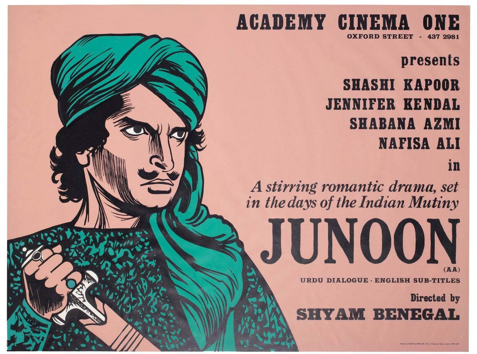 Junoon 1979 Uk Quad Academy Cinema Film Poster, Peter Strausfeld