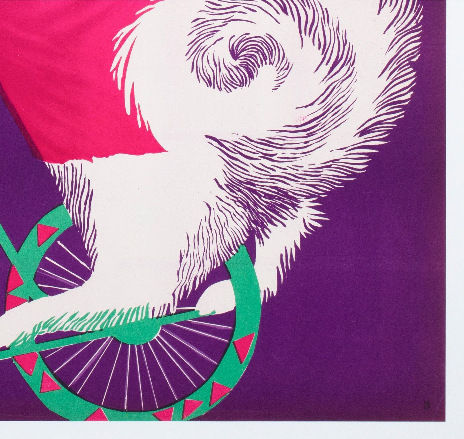 Cyrk Samoyed Cycling 1965 Polish Circus Poster, Gustaw Majewski photo vintage