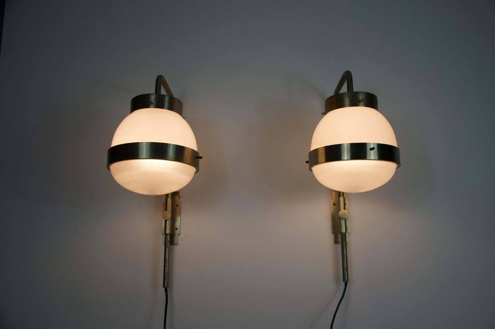 Pair Of Delta Wall Lamps By Sergio Mazza For Artemide, Italy, 1960s photo vintage