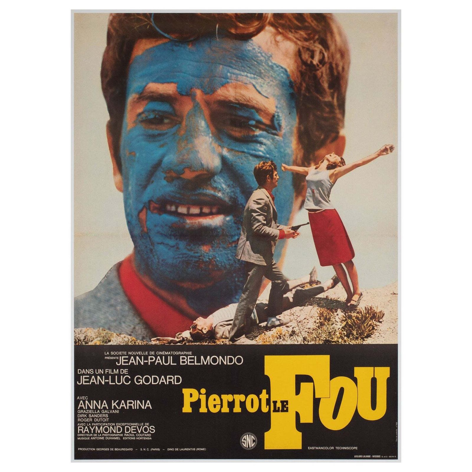 Pierrot Le Fou 1965 French Moyenne Film Poster