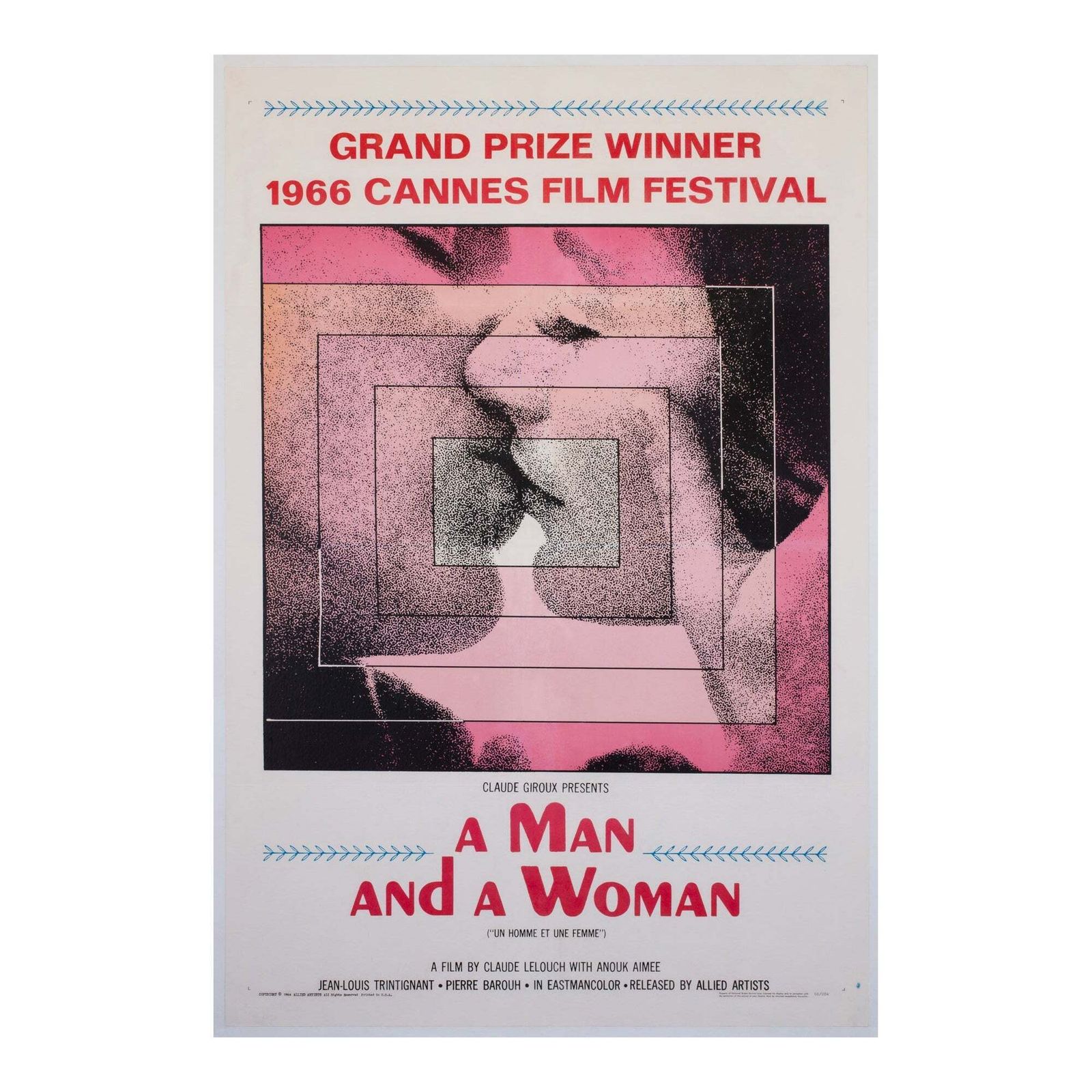 Un Homme Et Une Femme 1966 Us 1 Sheet Film Poster