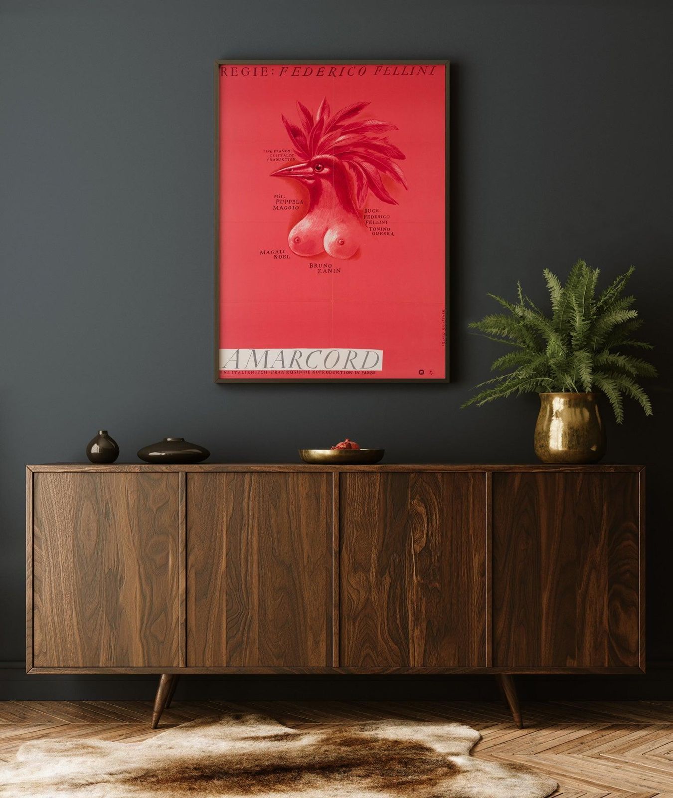 Amarcord 1976 East German A1 Style B Film Poster, Erhard Gruttner photo furniture