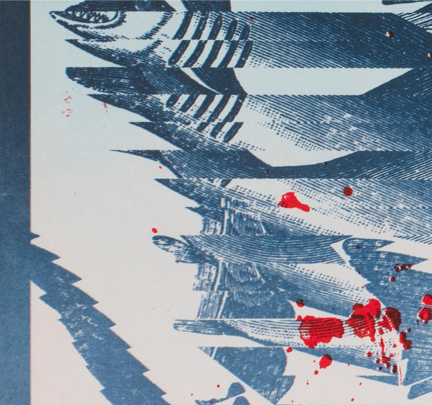 Jaws R1987 Czech A3 Film Poster, Zdenek Ziegler photo 240.0