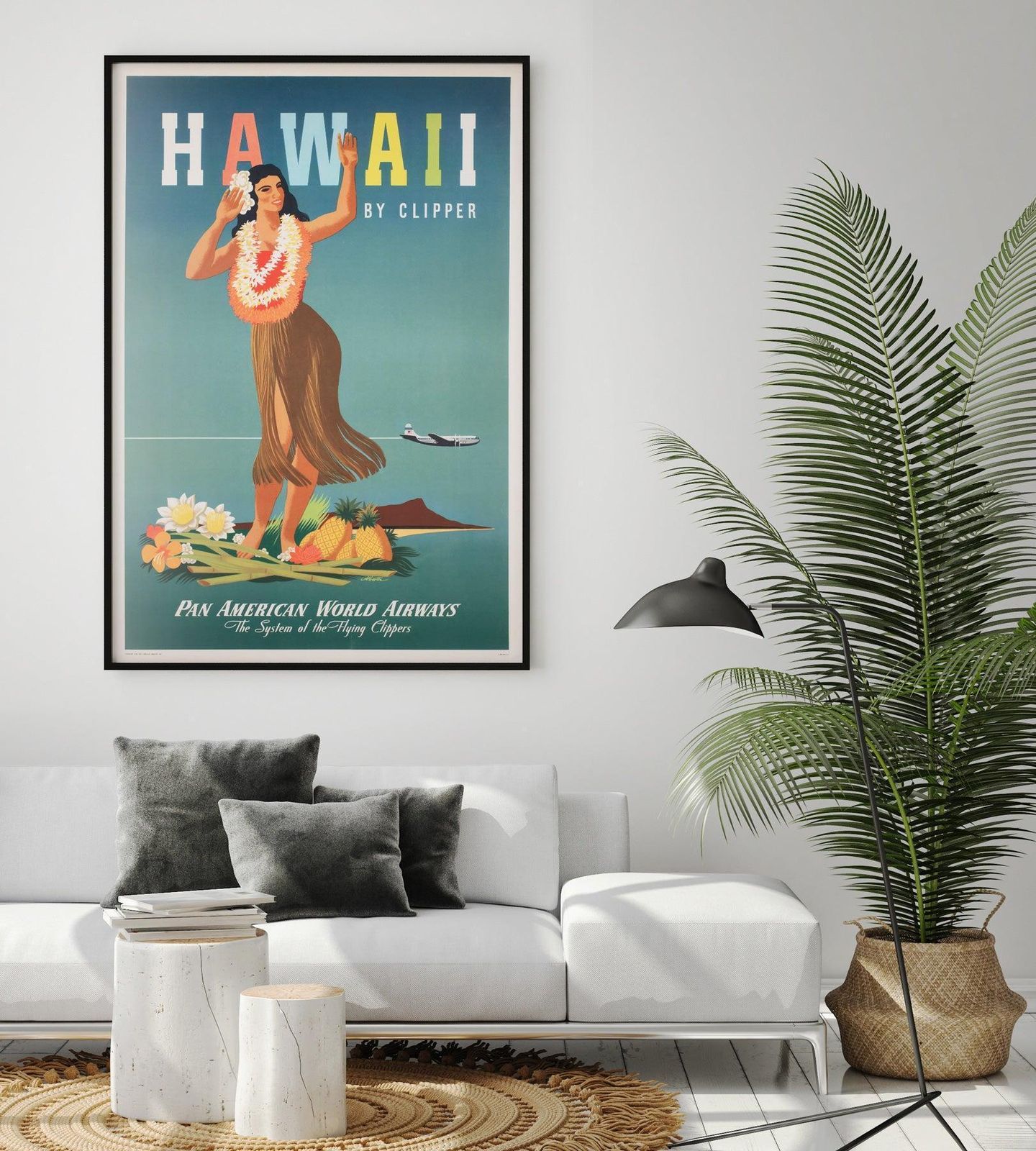 Hawaii By Clipper 1948 Pan American Airline Travel Poster, John Atherton photo furniture