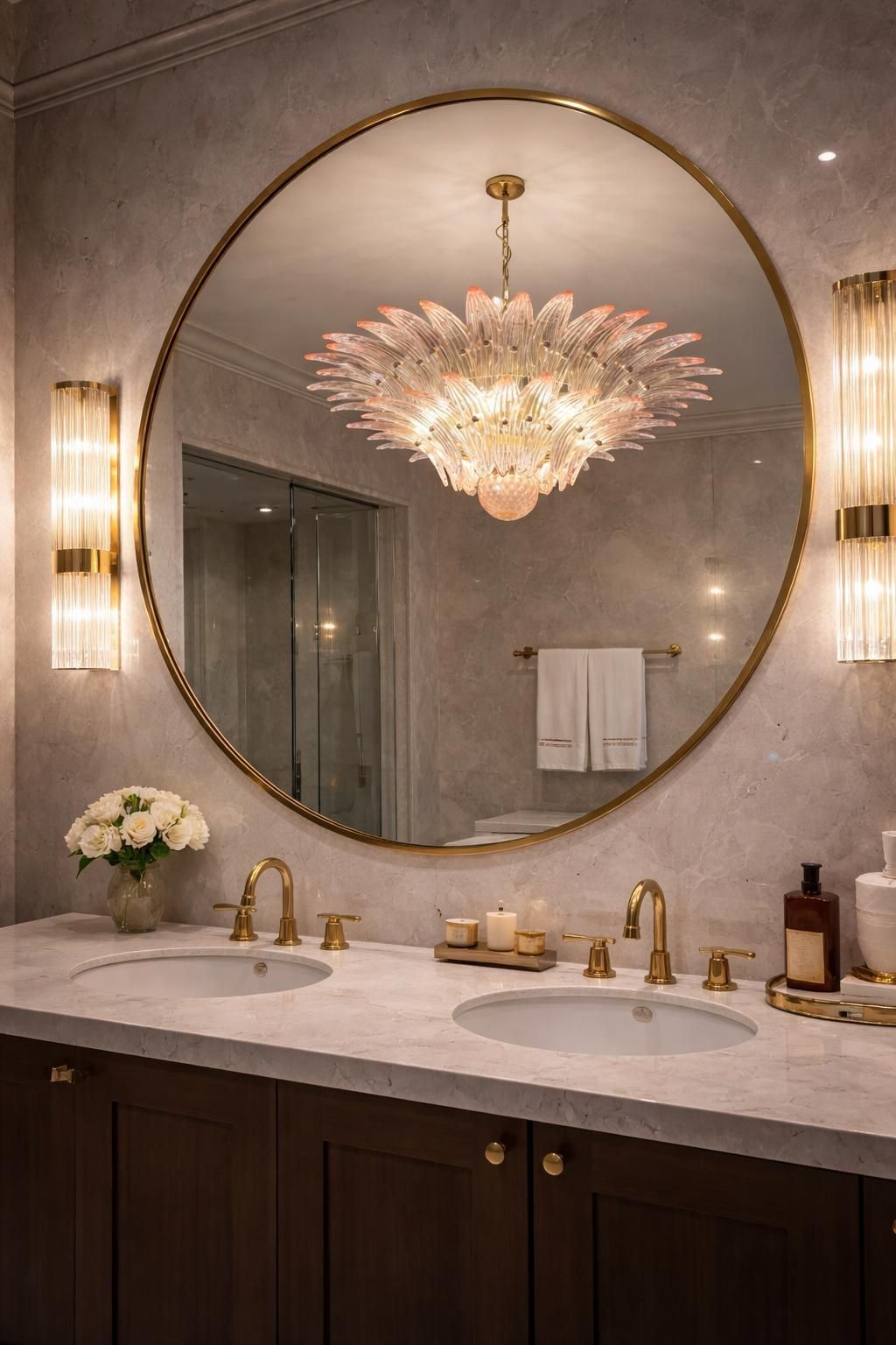 Lighting Italian Pink Leaves Palmette Chandelier Murano photo