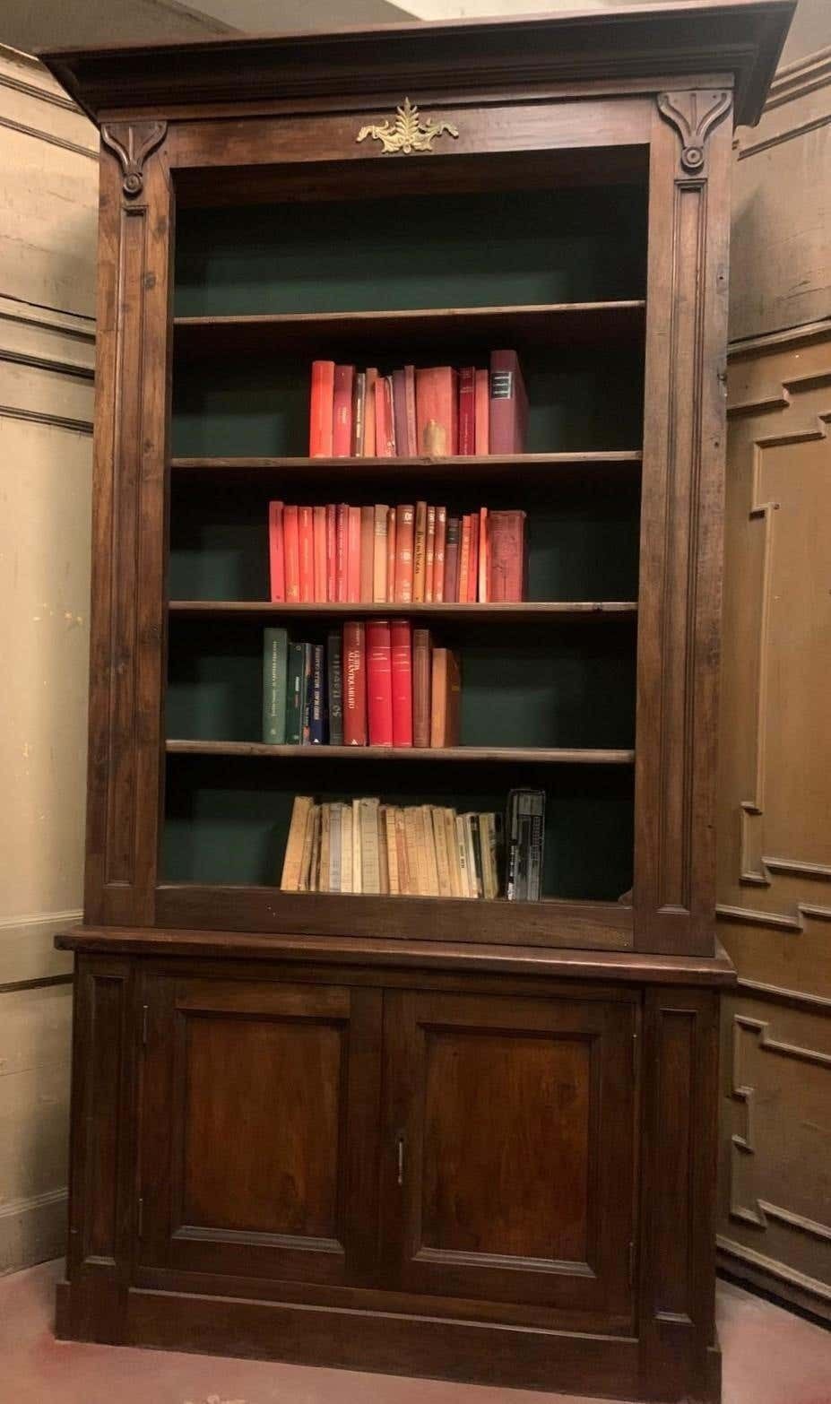 No. 3 Elegant Walnut And Poplar Bookcases, Gilt Frieze, Italy photo buy