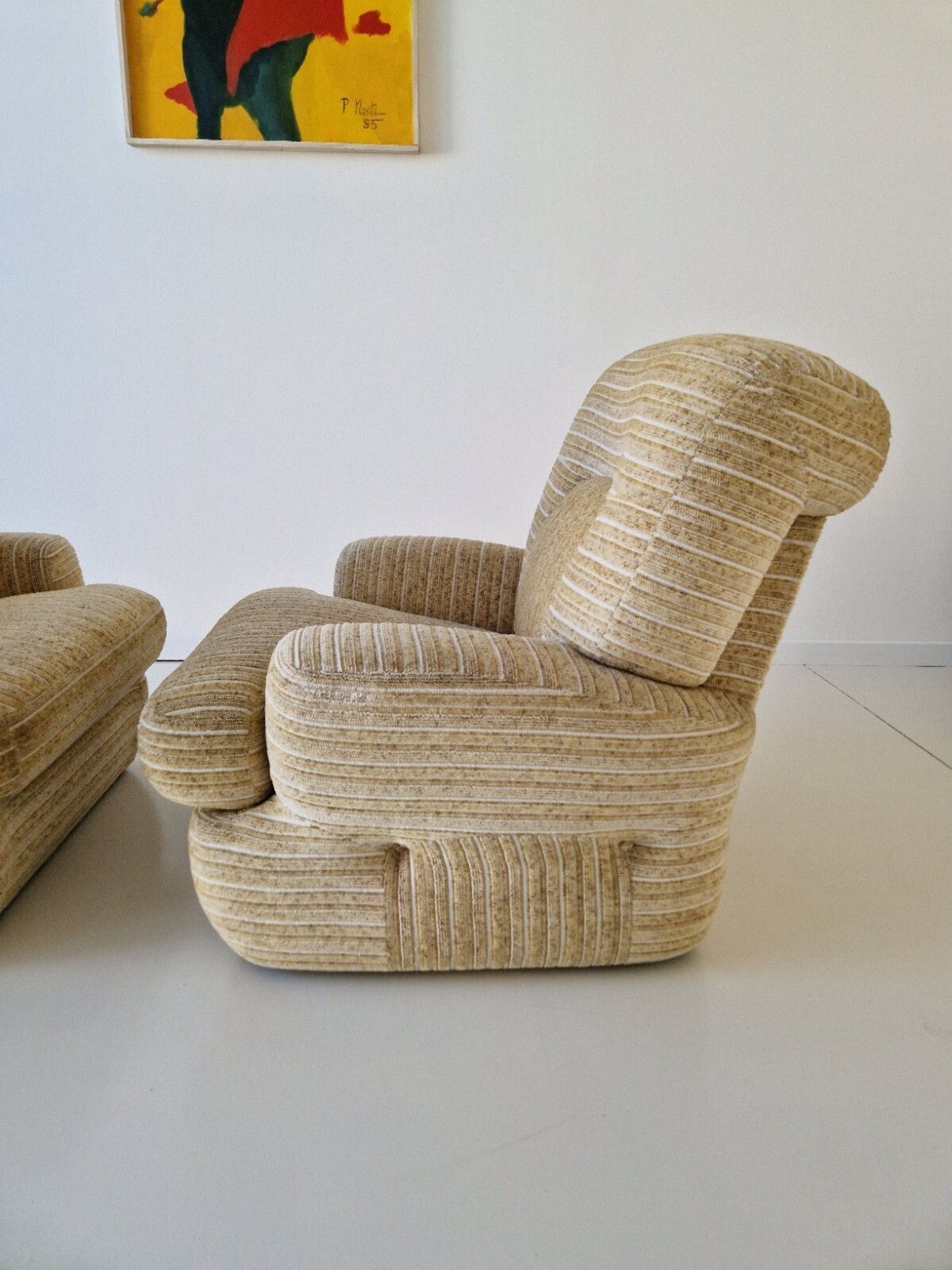 Pair Of Post Modern Italian Club Armchairs 1970s Saporiti photo vintage