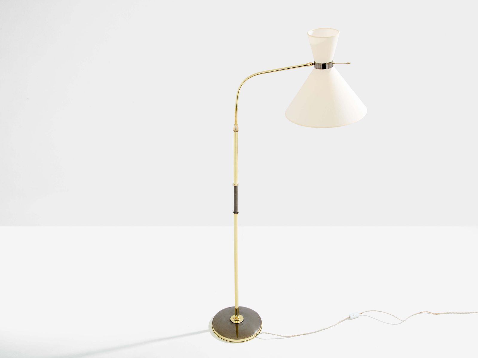 Maison Lunel Diabolo Brass Gunmetal Floor Lamp 1950s photo furniture