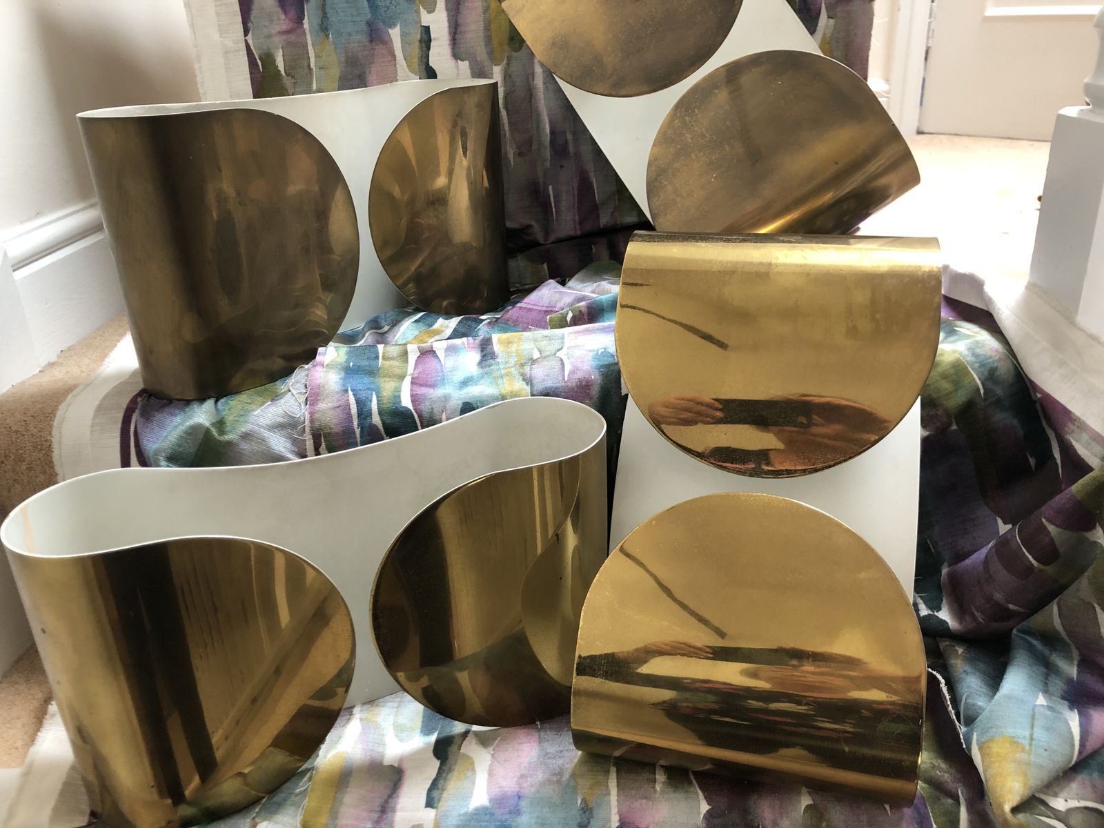 Foglio Wall Lights.  Four 1970 Vintage Brass Finished Lights With Original Fittings photo 2000.0
