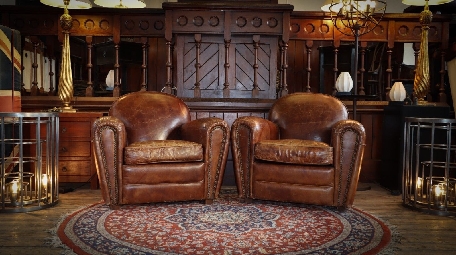 Stunning Pair Timothy Oulton Flea Market Leather Club Armchairs photo Furniture