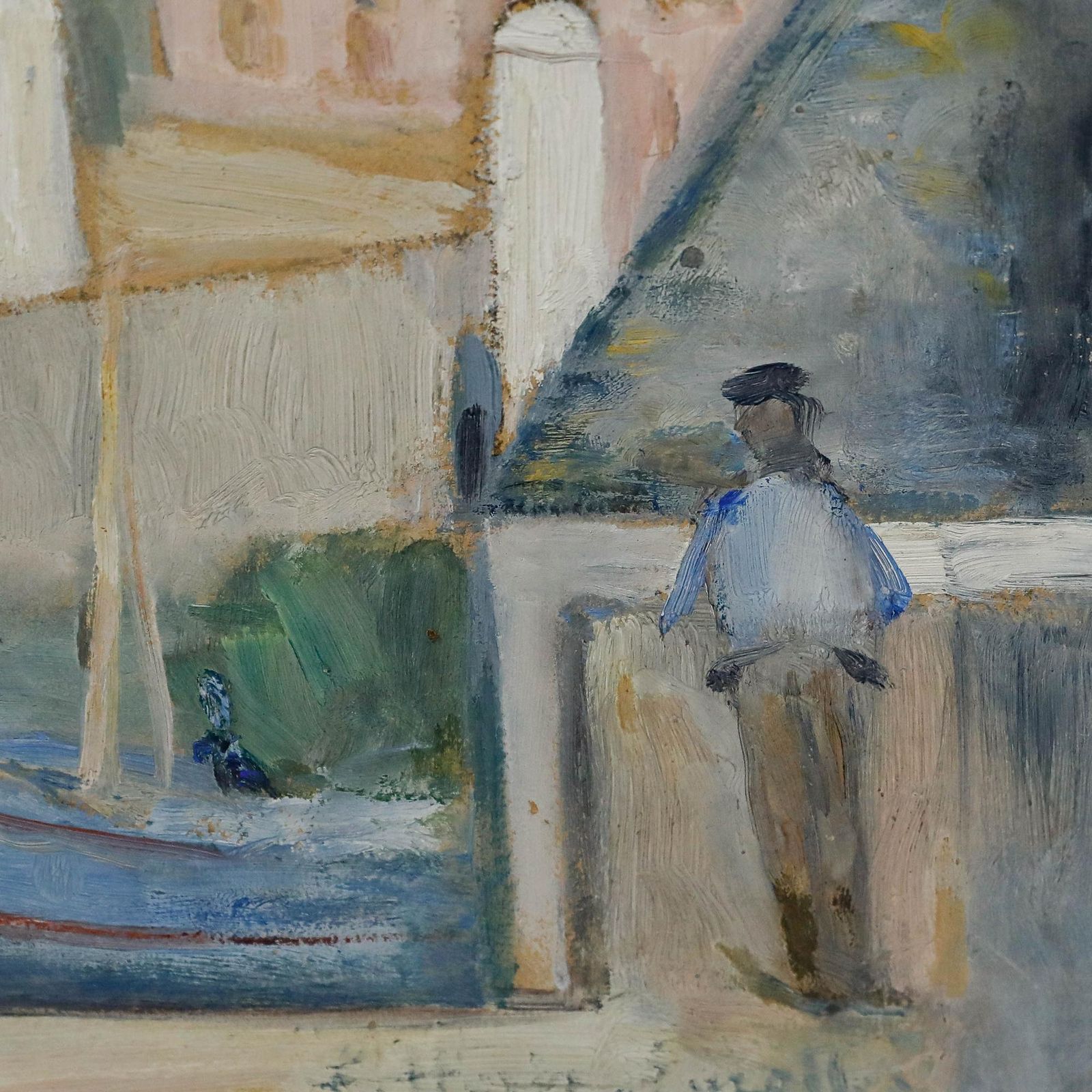Cecile Hertz Eyrolles (1875 1974)   Mid 20th Century Oil, Fishing Village photo buy