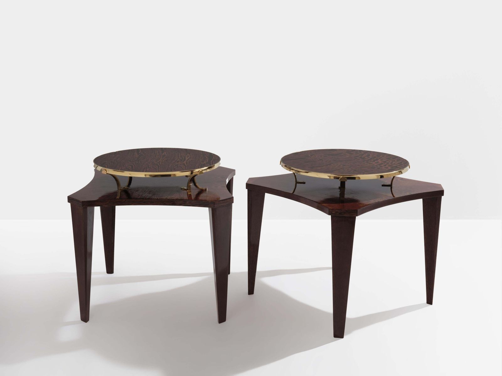 Alberto Pinto Pair Of Wengé And Brass Side Tables 1990s photo for sale