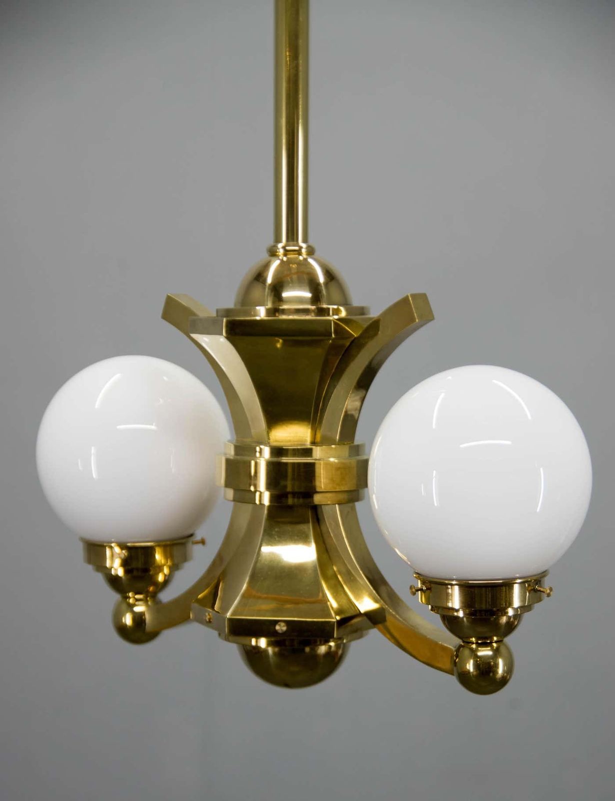 Art Deco Brass And Glass Chandelier By Gocar, 1910s, Restored photo buy