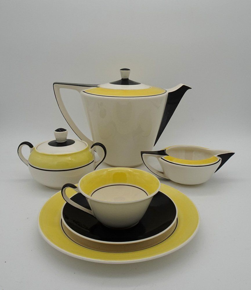 Art Deco Dutch Ineke Service Set By Edmond Bellefroid For Petrus Regout Maastricht Koninklijke Sphinx, 1933, Set Of 39 photo vinterior