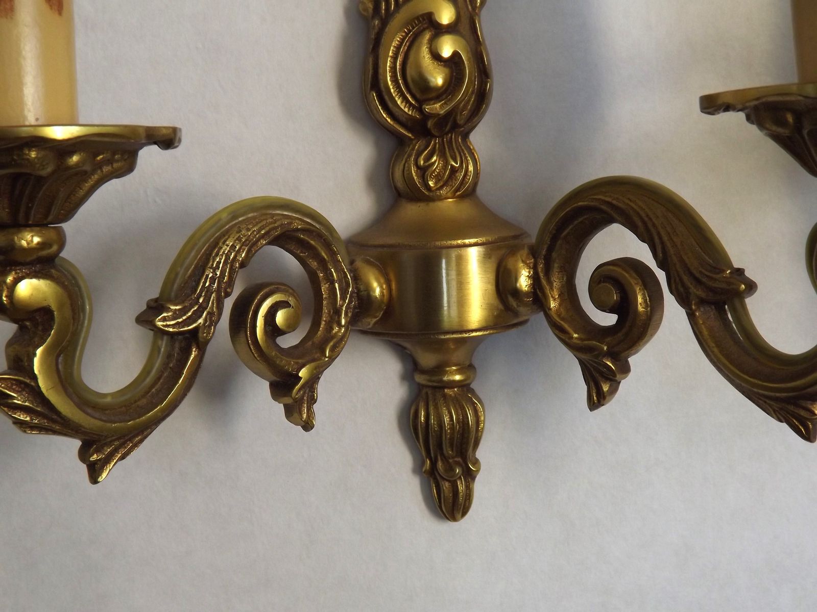 Pair Of French Traditional Style Bronze Mid Century Double Wall Lights photo buy