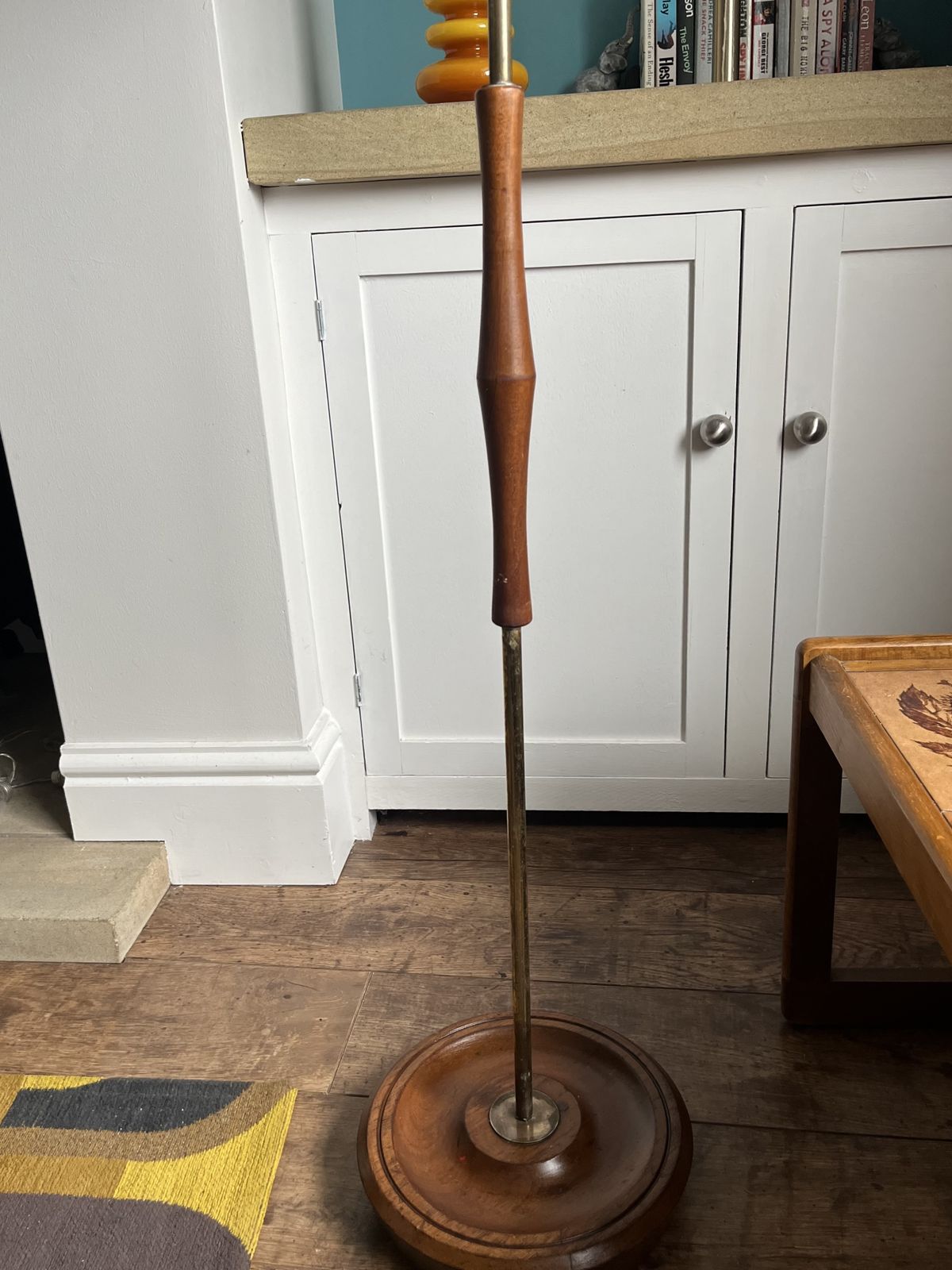 Vintage Teak And Brass Mid Century Floor Lamp, Newly Rewired photo Lighting