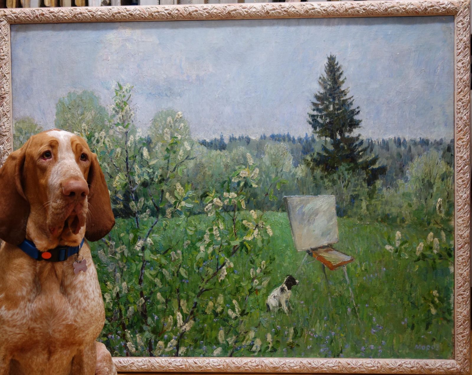 Georgij Moroz "Landscape With Dog " Dog, Spring, Oil. photo 17725.0
