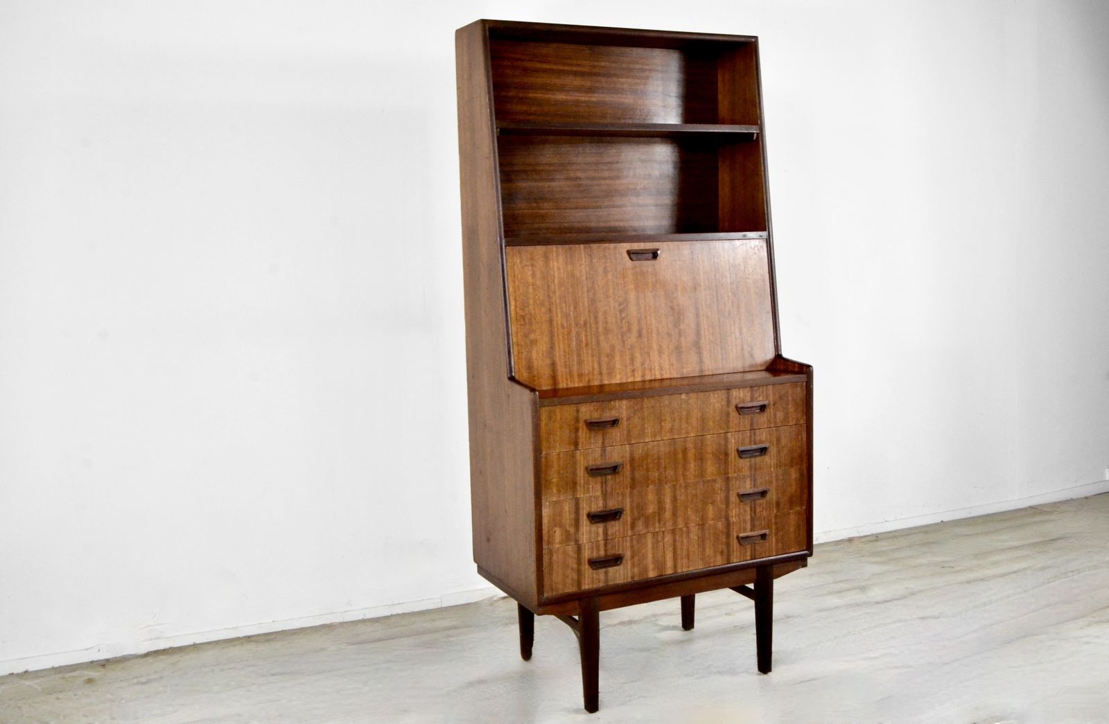 Midcentury Danish Bookcase / Bureau In Stunning Afromosia. Vintage Modern / Retro / Scandinavian. photo furniture