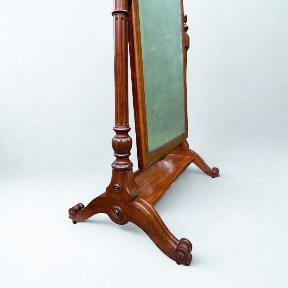 Antique 19thc Mahogany Full Length Cheval Dressing Mirror photo for sale
