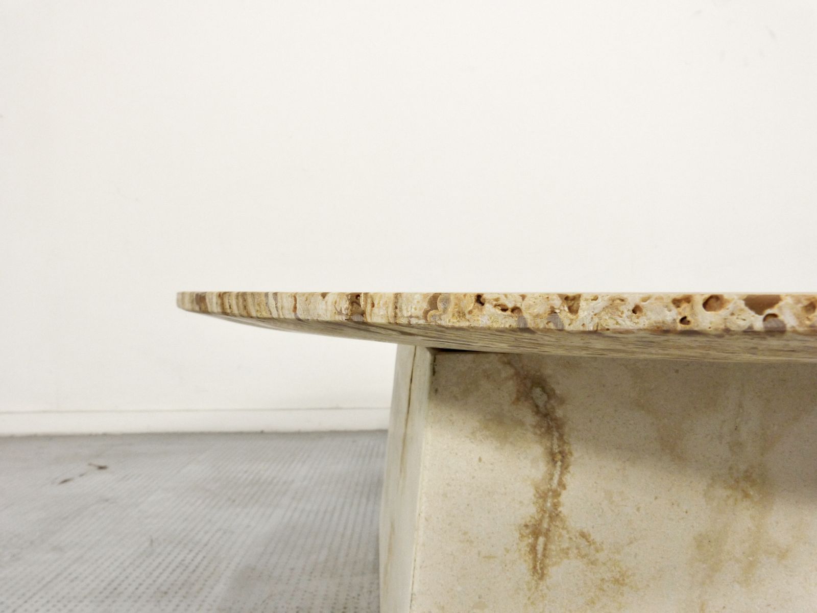 1970s Italian Travertine Minimalist Geometric Coffee Table. Modern / Midcentury / Retro. photo vinterior