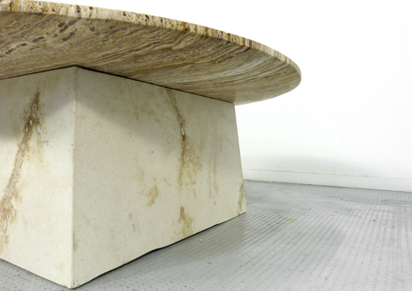 photo furniture 1970s Italian Travertine Minimalist Geometric Coffee Table. Modern / Midcentury / Retro.
