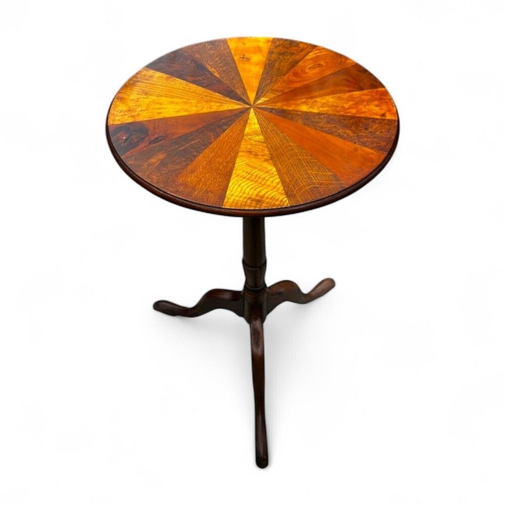 19th Century Specimen Wood Side Table With Sunburst Top