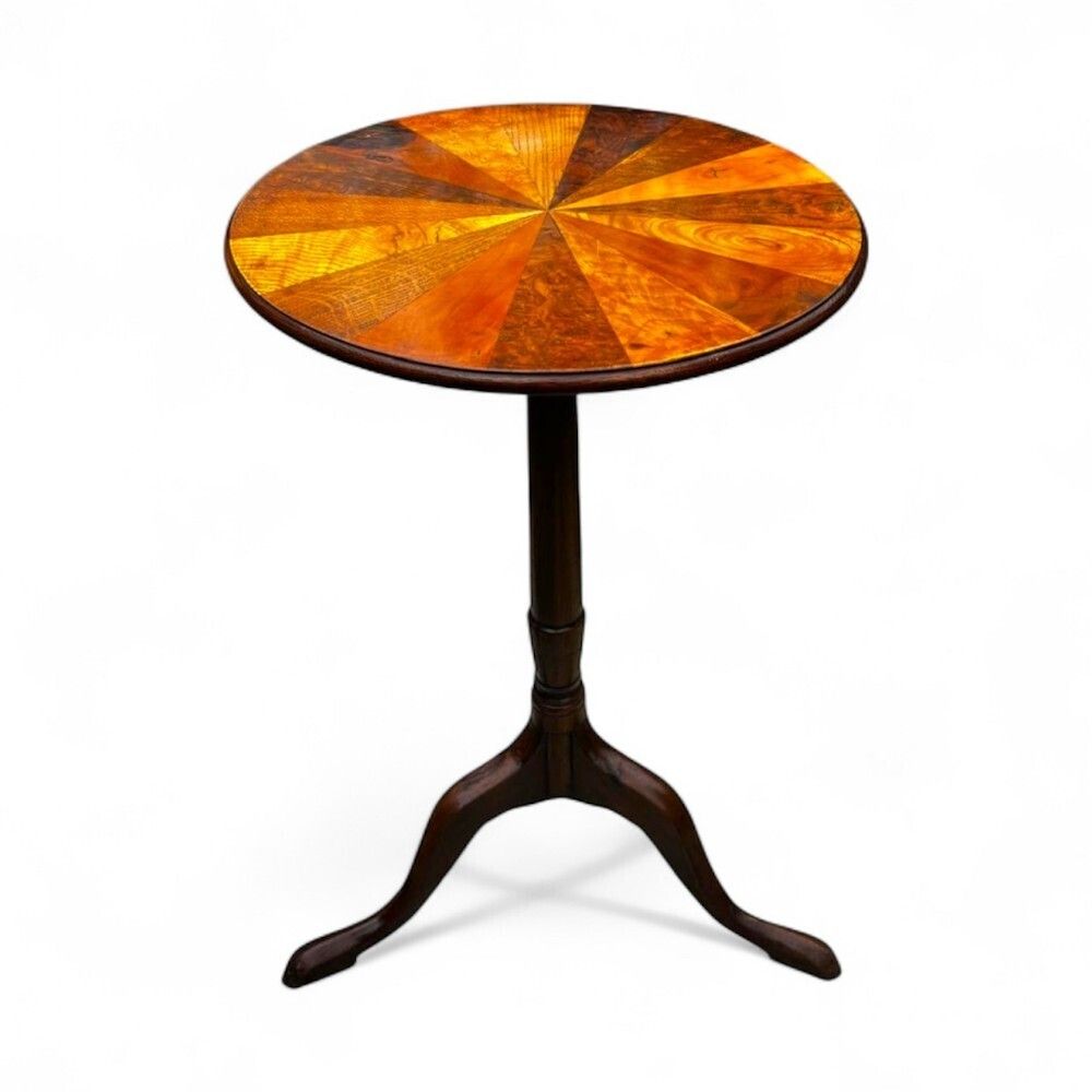 19th Century Specimen Wood Side Table With Sunburst Top photo for sale