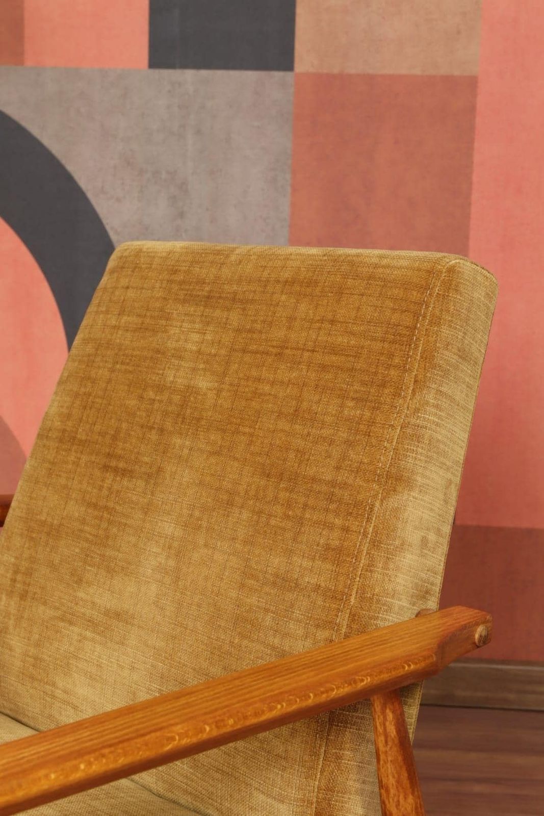 photo furniture Lounge Chair Amber Upholstery Vintage Design, 1960