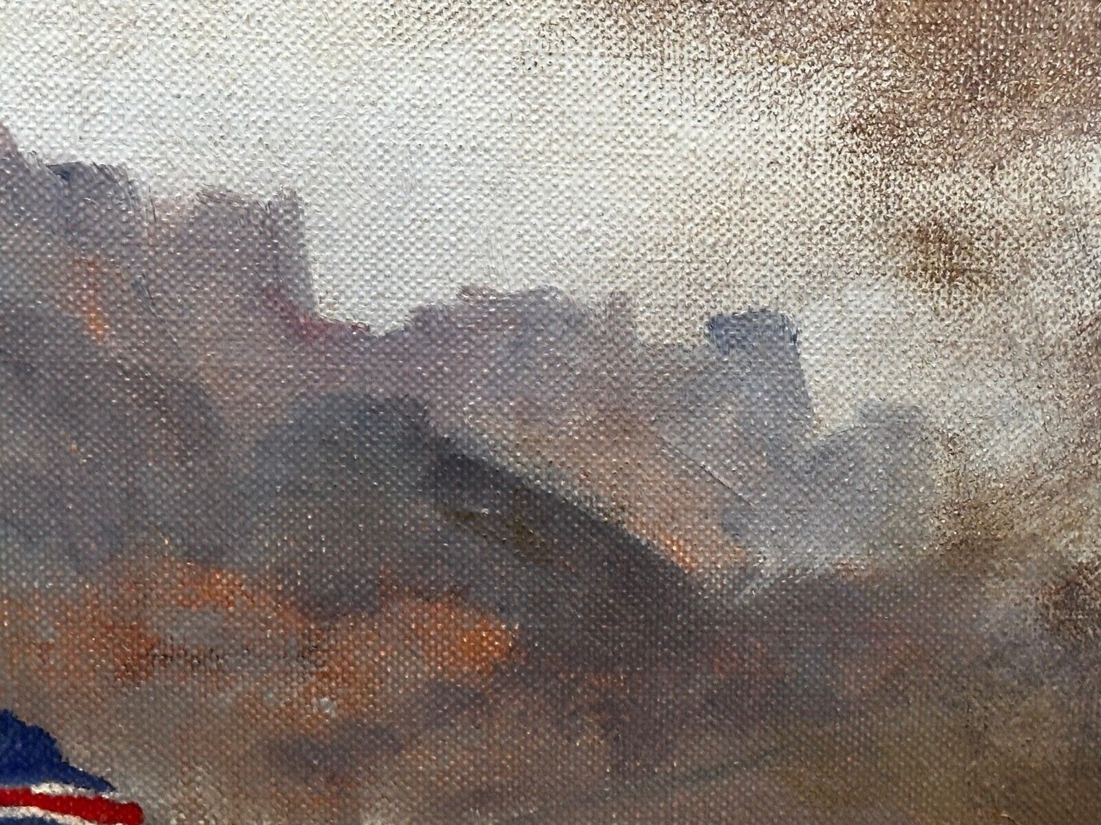 photo for sale Large 20th Century Military Oil Painting Battle Of Kam Dakka By Francis Russell Flint