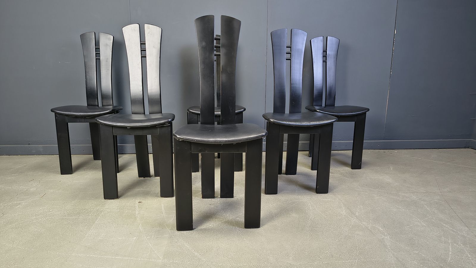 Post Modern Wooden Dining Chairs, 1980s   Set Of 6